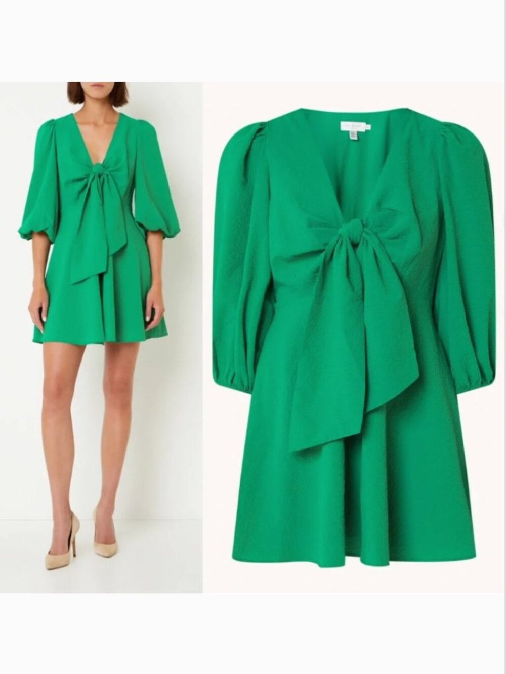 Ted Baker London Jozelyn Tie Bow Front Mini Dress Green Size 3(US 8)